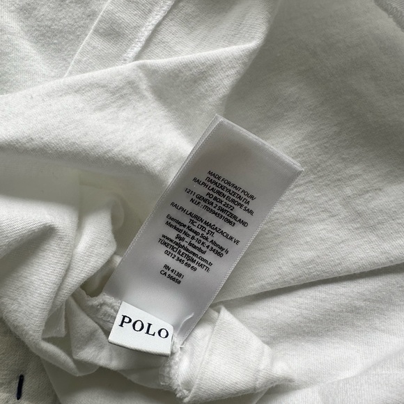 Men’s Large White Ralph Lauren Polo Cotton V Neck Short Sleeve Tee-Shirt - Picture 5 of 5